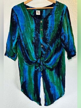 BAMBOO Button Front Tie Top